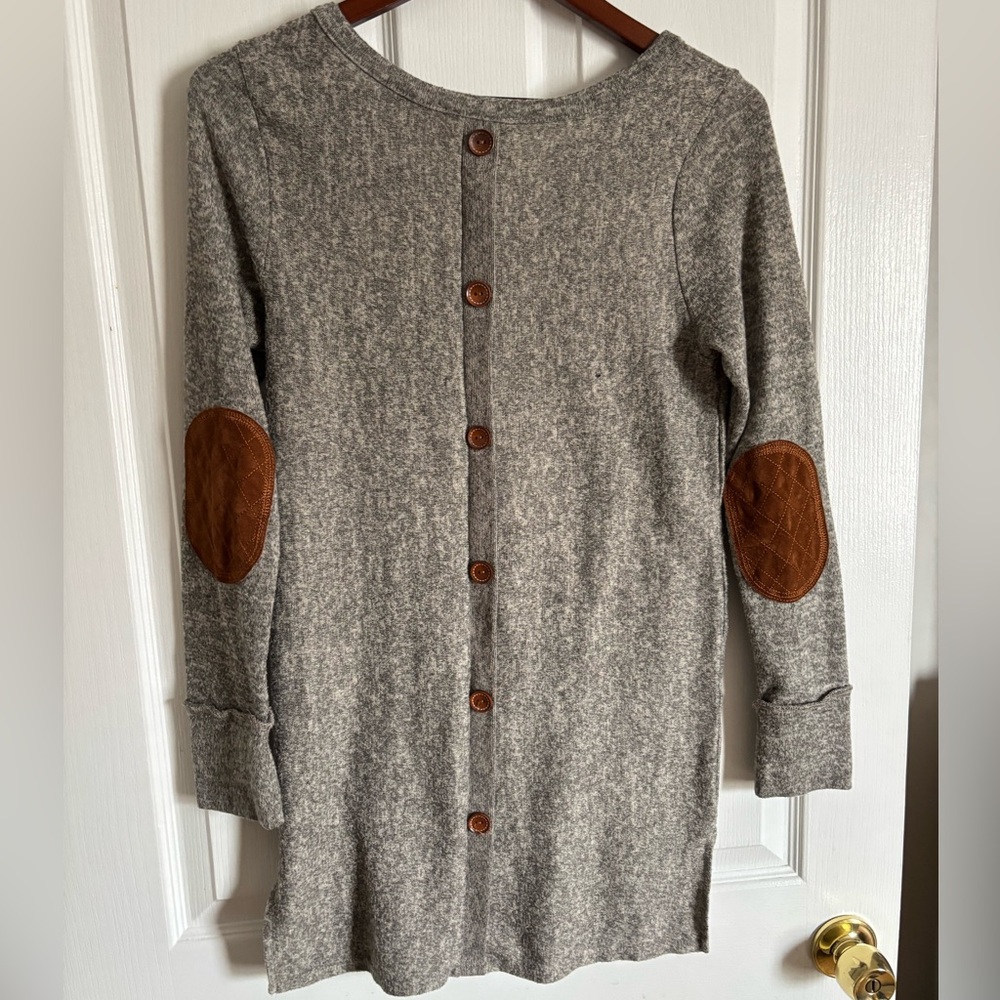 EUC- Cardigan with Soft Texture and Brown Elbow Patches